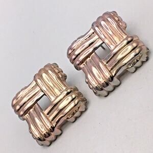 Vintage Avon 1986 Silver Plated Basket Weave Earrings